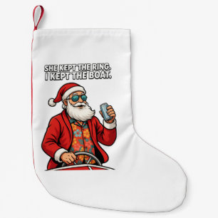 Petite Chaussette De Noël Capitaine de bateau du Père Noël Citation Vacances