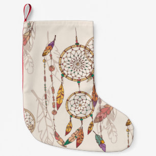Petite Chaussette De Noël Capteur de rêve bohème avec perles et plumes, se
