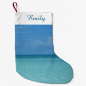 Petite Chaussette De Noël Caraïbes Horizon Tropical Turquoise Bleu (Devant)