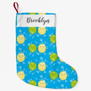 Petite Chaussette De Noël Caricature de chaux de citron joyeux