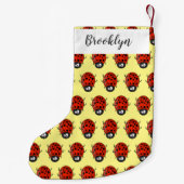 Petite Chaussette De Noël Caricature de coccinelle rouge joyeux (Dos)