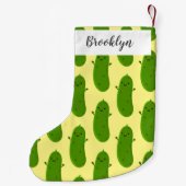 Petite Chaussette De Noël Caricature de cornichon joyeux (Dos)