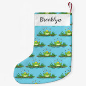 Petite Chaussette De Noël Caricature de grenouille vert mignon (Dos)