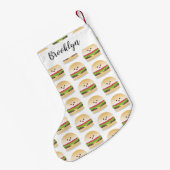 Petite Chaussette De Noël Caricature de hamburger kawaii joyeux (Dos (Accrochage))