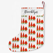 Petite Chaussette De Noël Caricature de piments chantants mignons (Dos)