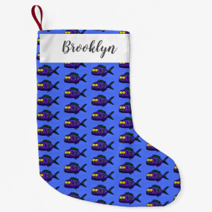 Petite Chaussette De Noël Caricature de poisson de Piranha