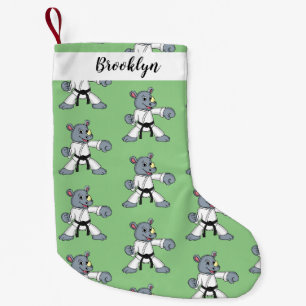 Petite Chaussette De Noël Caricature de rhino kung fu