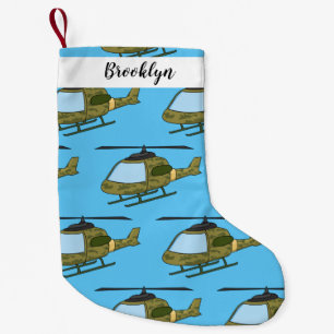Petite Chaussette De Noël Caricature d'hélicoptère camoflage de l'armée