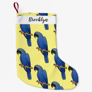 Petite Chaussette De Noël Caricature d'oiseau macaw Hyacinth