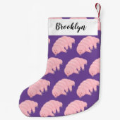 Petite Chaussette De Noël Caricature d'ours d'eau tardigrade rose mignon (Dos)