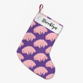 Petite Chaussette De Noël Caricature d'ours d'eau tardigrade rose mignon (Devant (Accrochage))