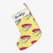 Petite Chaussette De Noël Caricature en agrafeuse rouge pâle (Dos (Accrochage))