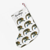 Petite Chaussette De Noël Caricature en bleu (Dos (Accrochage))