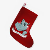 Petite Chaussette De Noël Caricature hippo de Noël (Devant (Accrochage))