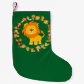 Petite Chaussette De Noël Caricature mignonne Lion Noël Stocker (Devant)