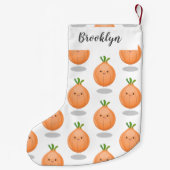 Petite Chaussette De Noël Caricature vert oignon brun joli (Dos)