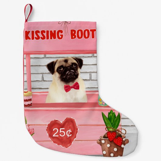Petite Chaussette De Noël Carlin Chien Valentine's Day Kissing Booth (Devant)