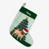 Petite Chaussette De Noël Carlin en Santa Hat Arbre de Noël Monogramme vert (Devant (Accrochage))