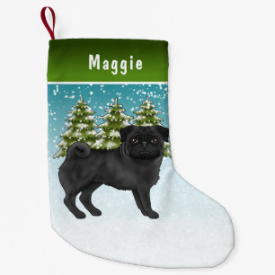 Petite Chaussette De Noël Carlin noir mignon caricature Chien Snowy Winter F