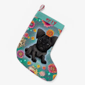 Petite Chaussette De Noël Carlin noir Noël Stocking avec nom. (Devant (Accrochage))