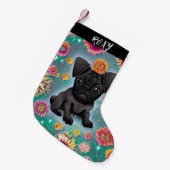 Petite Chaussette De Noël Carlin noir Noël Stocking avec nom. (Devant (Accrochage))