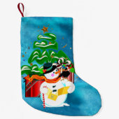 Petite Chaussette De Noël Caroling Snowman (Devant)