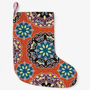 Petite Chaussette De Noël Carreau arabe, motif patchwork vintage.