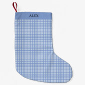 Petite Chaussette De Noël Carreaux Bleus (Devant)