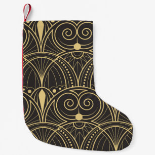 Petite Chaussette De Noël Carreaux géométriques Art Déco Luxe.