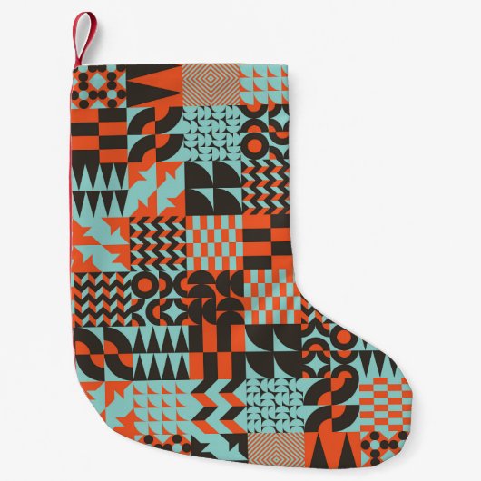 Petite Chaussette De Noël Carrelage géométrique en mosaïque, motif élégant s (Devant)