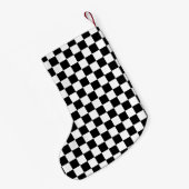 Petite Chaussette De Noël Carrés Checkered noirs et blancs (Dos (Accrochage))