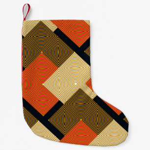 Petite Chaussette De Noël Carrés géométriques rétro : Motif Vintage.