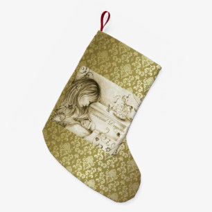 Petite Chaussette De Noël Carrousel vintage Dreams Gold Damask Small