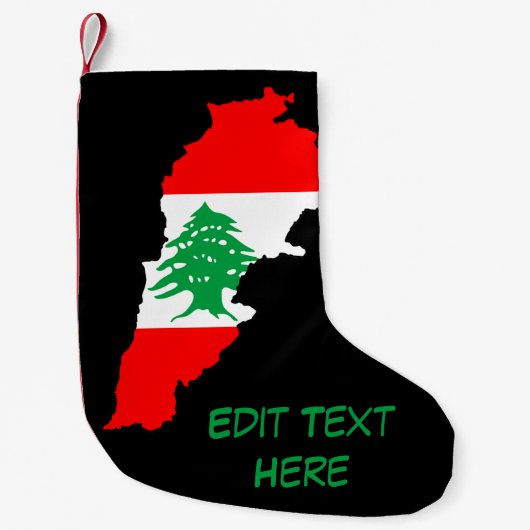 Petite Chaussette De Noël Carte du Liban avec drapeau (Devant)