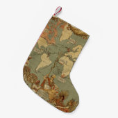 Petite Chaussette De Noël Carte du monde Antique 1886 Illustré (Devant (Accrochage))