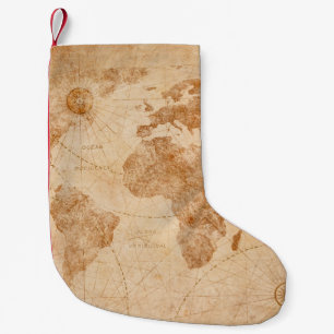 Petite Chaussette De Noël Carte du monde vintage ancien, carte du monde,