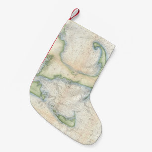 Petite Chaussette De Noël Carte vintage de Cape Cod (1857)