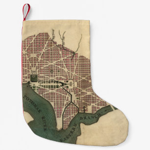 Petite Chaussette De Noël Carte vintage de DC de Washington (1793)