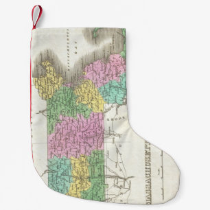 Petite Chaussette De Noël Carte vintage du Massachusetts (1827)