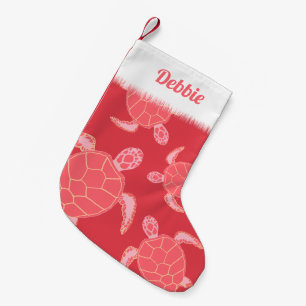 Petite Chaussette De Noël Cartoon Pink Sea Turtle Personnalisé