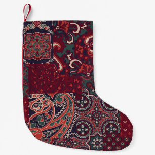 Petite Chaussette De Noël Cashmere Paisley Silk : Patchwork Vintage Abstrait