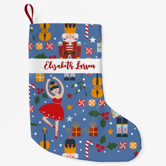 Petite Chaussette De Noël Casse-noisette et Ballerina jolie rose Joyeux Noël (Devant)