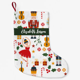 Petite Chaussette De Noël Casse-noisette et Ballerina Mignet blanc Joyeux No