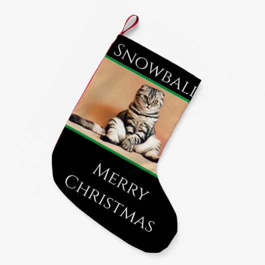 Petite Chaussette De Noël Cat Christmas Stocking Personnalisé (Devant (Accrochage))