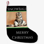 Petite Chaussette De Noël Cat Christmas Stocking Personnalisé (Devant)