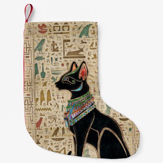 Petite Chaussette De Noël Cat égyptien - Bastet sur le papyrus (Devant)