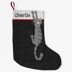 Petite Chaussette De Noël Cat Tabby Gris Accroché  Vacances amusantes de ch