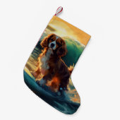 Petite Chaussette De Noël Cavalier King Beach Surf Peinture (Devant (Accrochage))