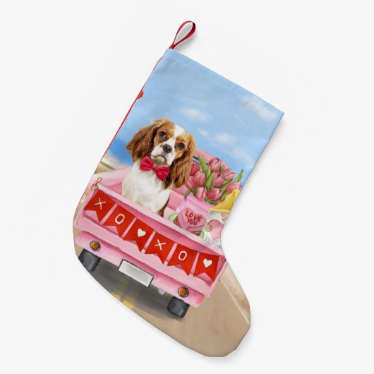 Petite Chaussette De Noël Cavalier King Chien Saint Valentin Coeurs de Camio (Devant (Accrochage))