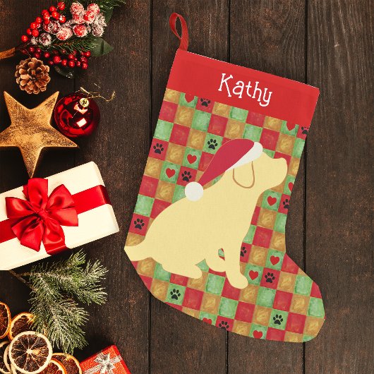 Petite Chaussette De Noël Ceinture de Noël Jaune Labrador Chiot